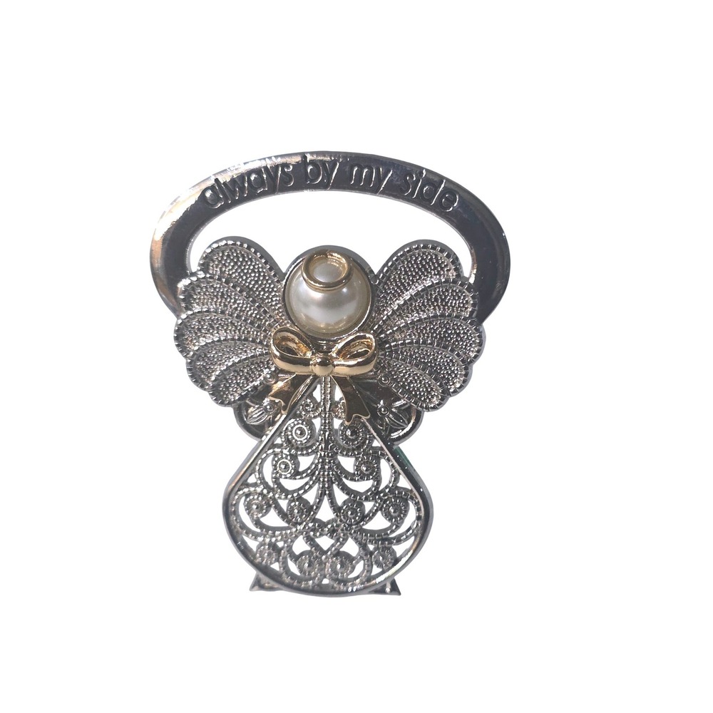 Alexas Angels Always By My Side Silver Filigree Angel Car Visor Clip Pearl Bow
